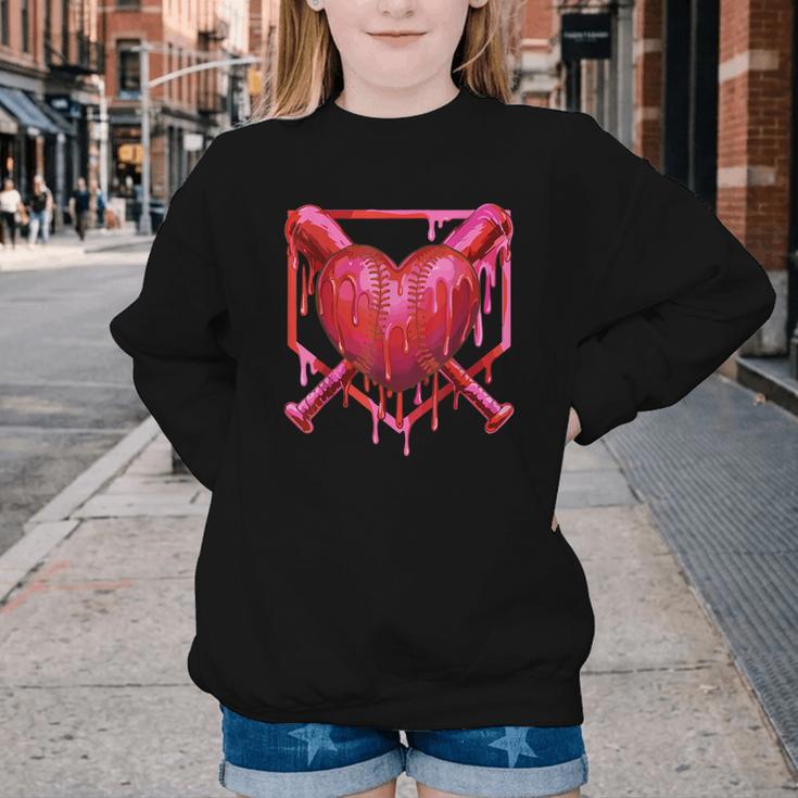 Valentines Day Baseball Red Heart Dab Boys Girls Kids Youth Crewneck Sweatshirt Valentines Day Baseball Red Heart Dab Boys Girls Kids Youth Crewneck Sweatshirt