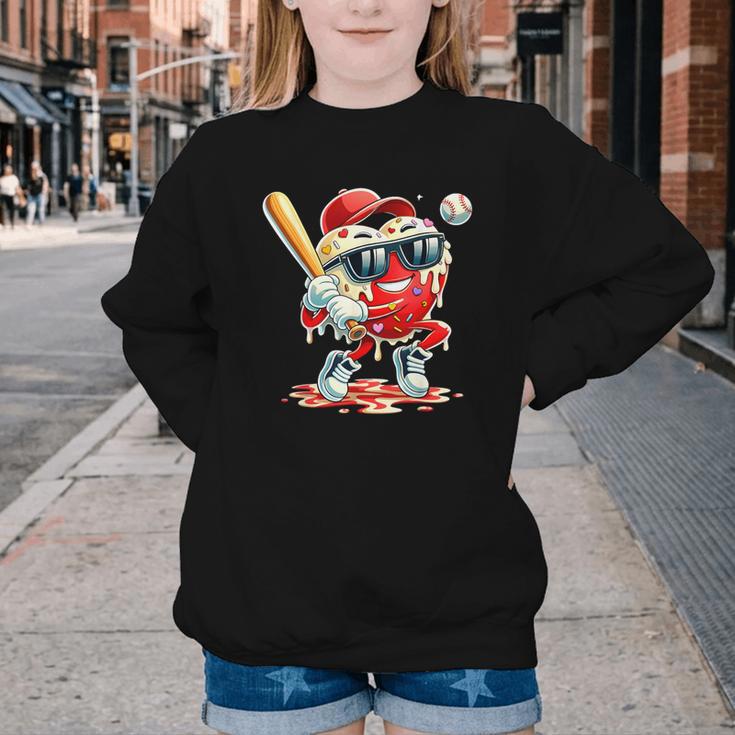 Valentines Day Heart Baseball Drip Ice Cream Boys Kids Men Youth Crewneck Sweatshirt Valentines Day Heart Baseball Drip Ice Cream Boys Kids Men Youth Crewneck Sweatshirt