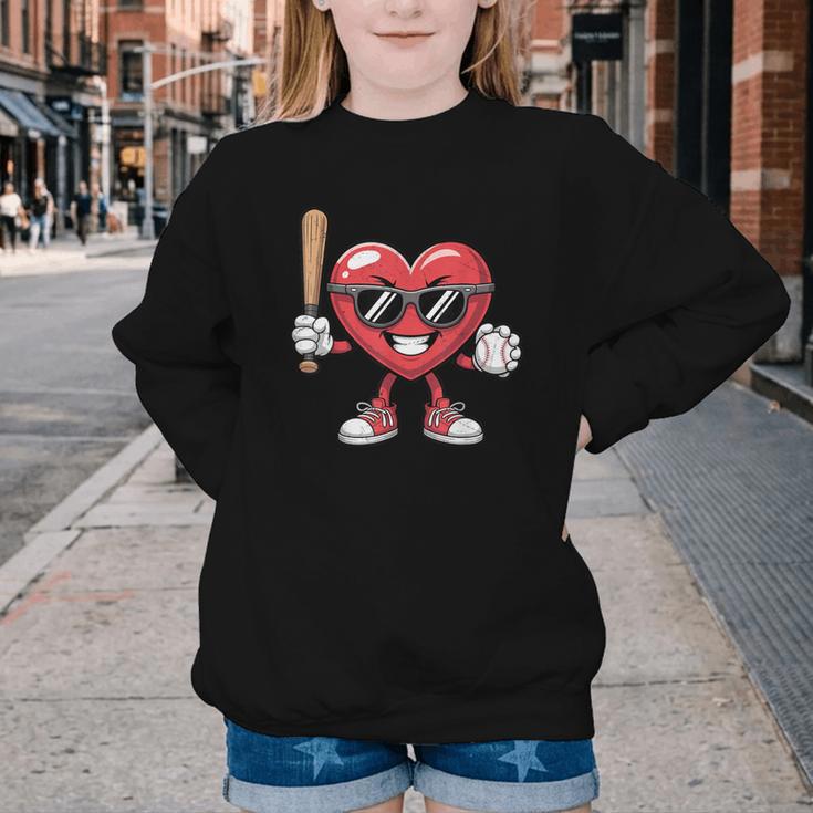 Valentines Day Heart Playing Baseball Boys Men Kids Girls Youth Crewneck Sweatshirt Valentines Day Heart Playing Baseball Boys Men Kids Girls Youth Crewneck Sweatshirt