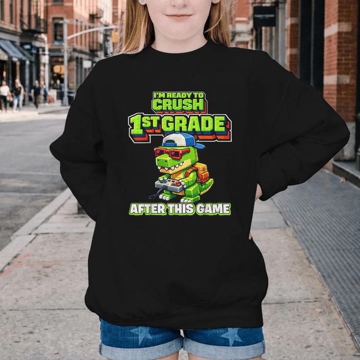 Video GameRex Dinosaur 1st Grade Back To School Boy Youth Crewneck Sweatshirt Video GameRex Dinosaur 1st Grade Back To School Boy Youth Crewneck Sweatshirt