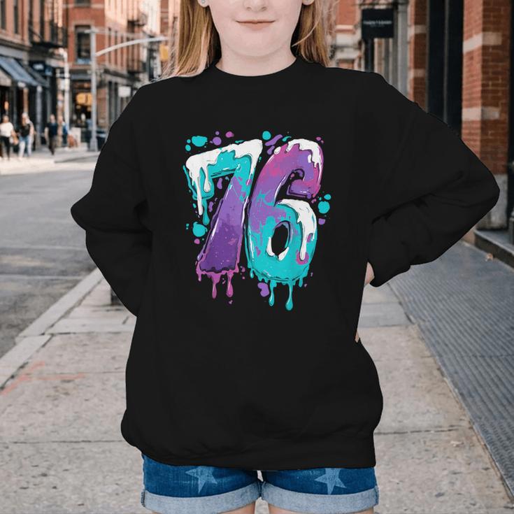 Vintage Baseball 76 Number Youth Crewneck Sweatshirt
