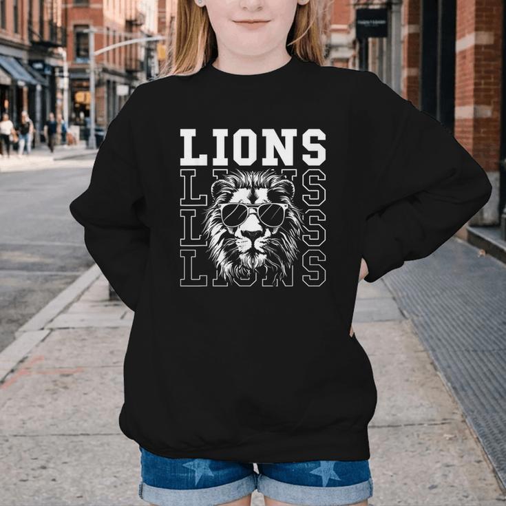 Vintage Lions School Spirit Fan Team Back To School Youth Crewneck Sweatshirt Vintage Lions School Spirit Fan Team Back To School Youth Crewneck Sweatshirt