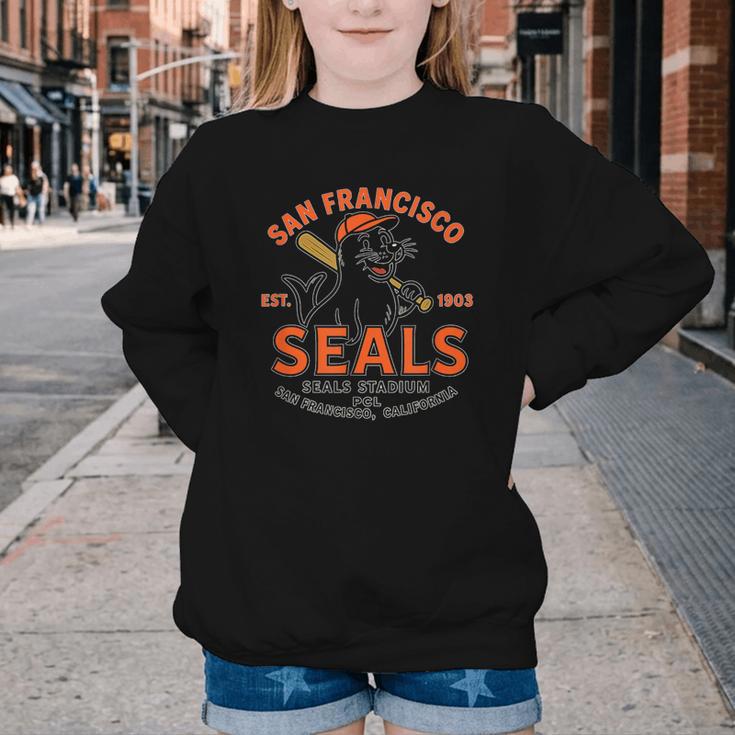 Vintage San Francisco Seals California Baseball Logo Youth Crewneck Sweatshirt Vintage San Francisco Seals California Baseball Logo Youth Crewneck Sweatshirt