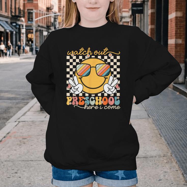 Watch Out Preschool Grade Here I Come Back To School Youth Crewneck Sweatshirt