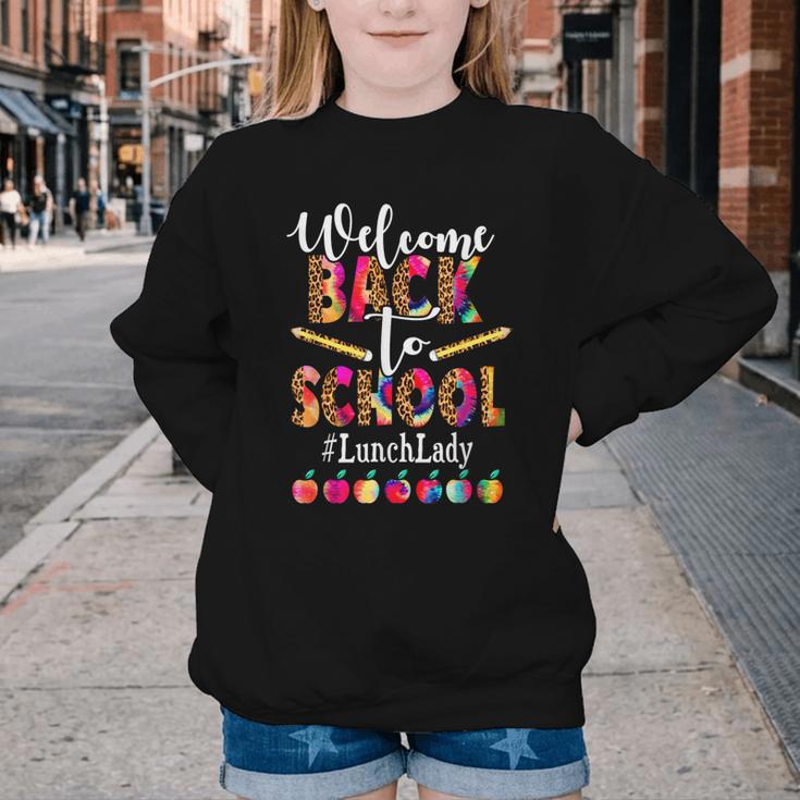 Welcome Back To School Lunch Lady Leopard On First Day Of School Youth Crewneck Sweatshirt Welcome Back To School Lunch Lady Leopard On First Day Of School Youth Crewneck Sweatshirt