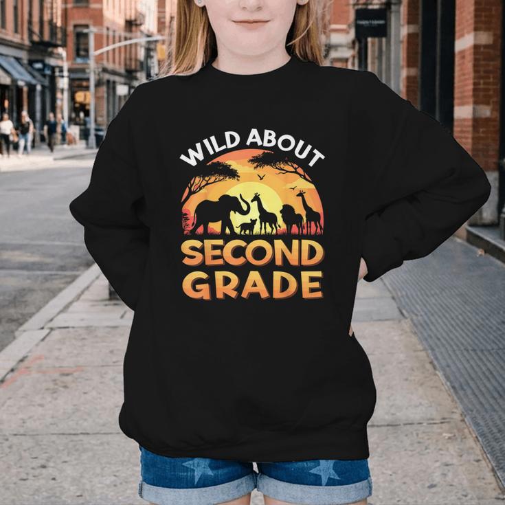 Wild About Second Grade Zoo Animals Back To School Safari Youth Crewneck Sweatshirt Wild About Second Grade Zoo Animals Back To School Safari Youth Crewneck Sweatshirt