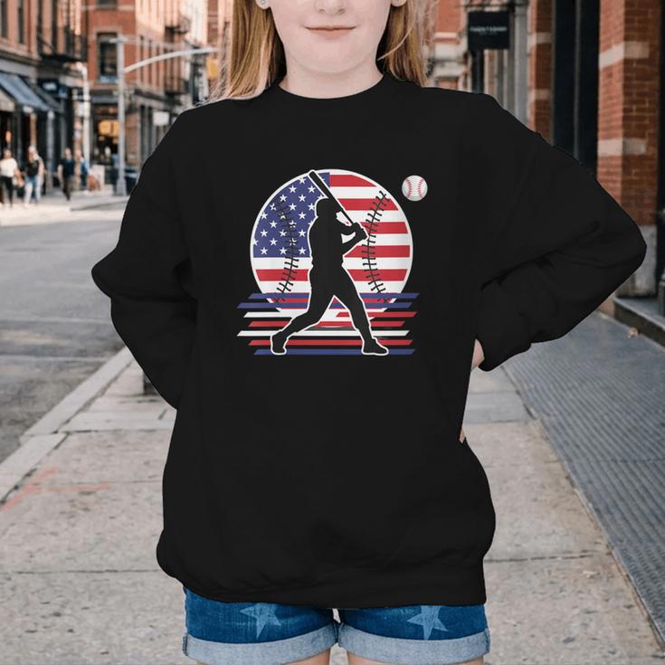 Women's Batter Patriotic American Flag Baseball Silks Youth Crewneck Sweatshirt Women's Batter Patriotic American Flag Baseball Silks Youth Crewneck Sweatshirt