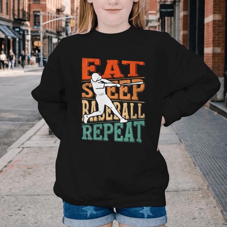 Women's Eat Sleep Baseball Repeat Vintage Player Sport Lover Retro Youth Crewneck Sweatshirt Women's Eat Sleep Baseball Repeat Vintage Player Sport Lover Retro Youth Crewneck Sweatshirt