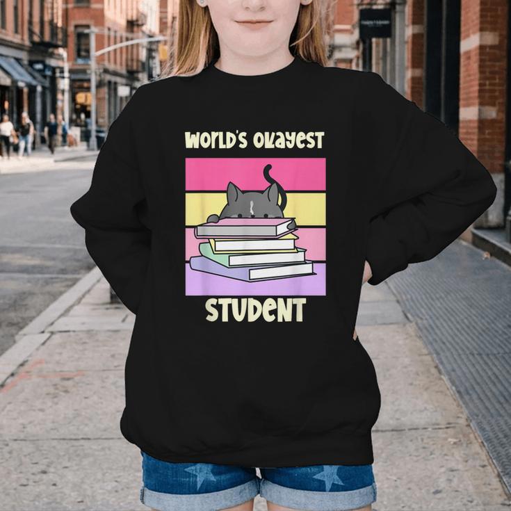 World's Okayest Student Fun Back To School & New Term Youth Crewneck Sweatshirt World's Okayest Student Fun Back To School & New Term Youth Crewneck Sweatshirt