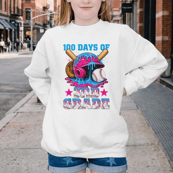 100 Days Of 3rd Grade Baseball 100th Day Of School Boys Kids Youth Crewneck Sweatshirt