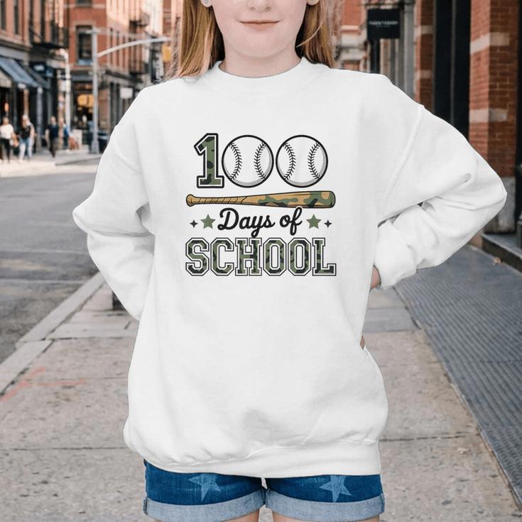 100 Days Of School Baseball Camo Boys School Teacher Youth Crewneck Sweatshirt 100 Days Of School Baseball Camo Boys School Teacher Youth Crewneck Sweatshirt