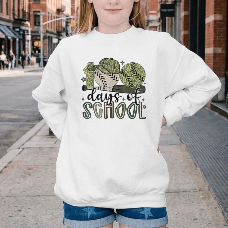 100 Days Of School Baseball Camo Cap Kids Boys 100th Day Youth Crewneck Sweatshirt 100 Days Of School Baseball Camo Cap Kids Boys 100th Day Youth Crewneck Sweatshirt