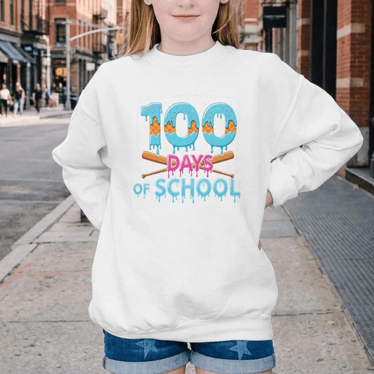 100 Days Of School Drip Ice Cream Baseball For Teacher Kids Premium Tri-Blend Youth Crewneck Sweatshirt 100 Days Of School Drip Ice Cream Baseball For Teacher Kids Premium Tri-Blend Youth Crewneck Sweatshirt