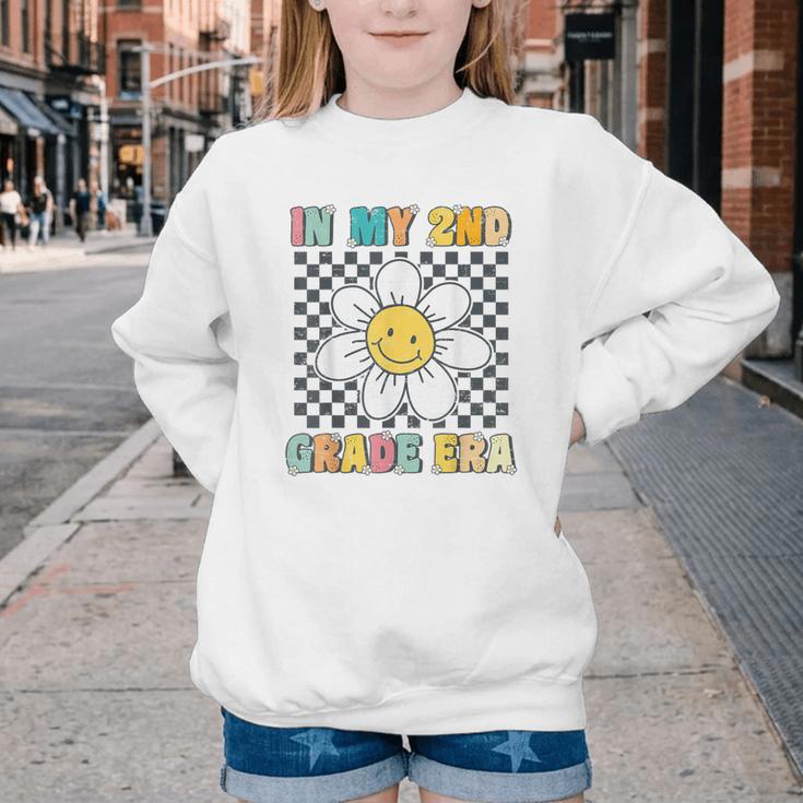 In My 2nd Grade Era Retro Groovy Second Grade Back To School Youth Crewneck Sweatshirt