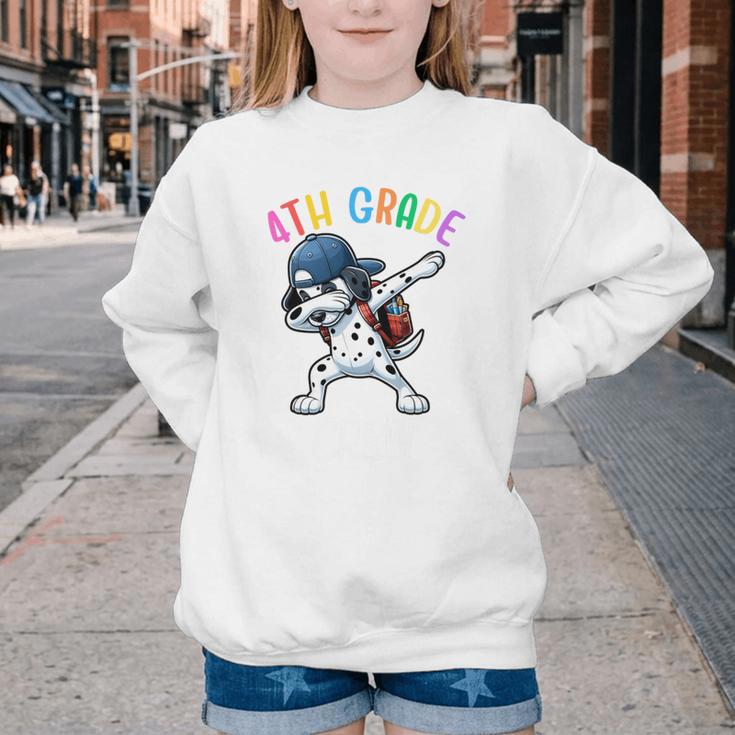 4th Grade Crew Dalmatian Dog Dabbing Back To School Premium Tri-Blend Youth Crewneck Sweatshirt