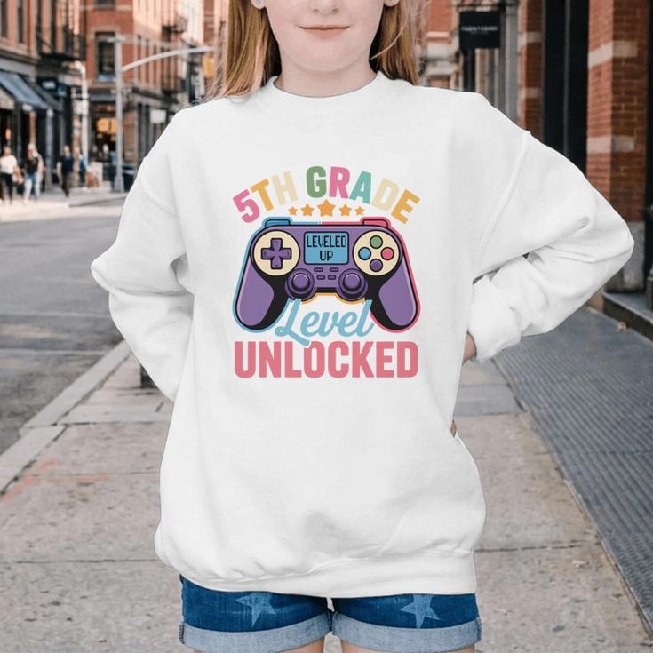 5th Grade Level Unlocked Shirt – Gamer Back To School Performance Youth Crewneck Sweatshirt