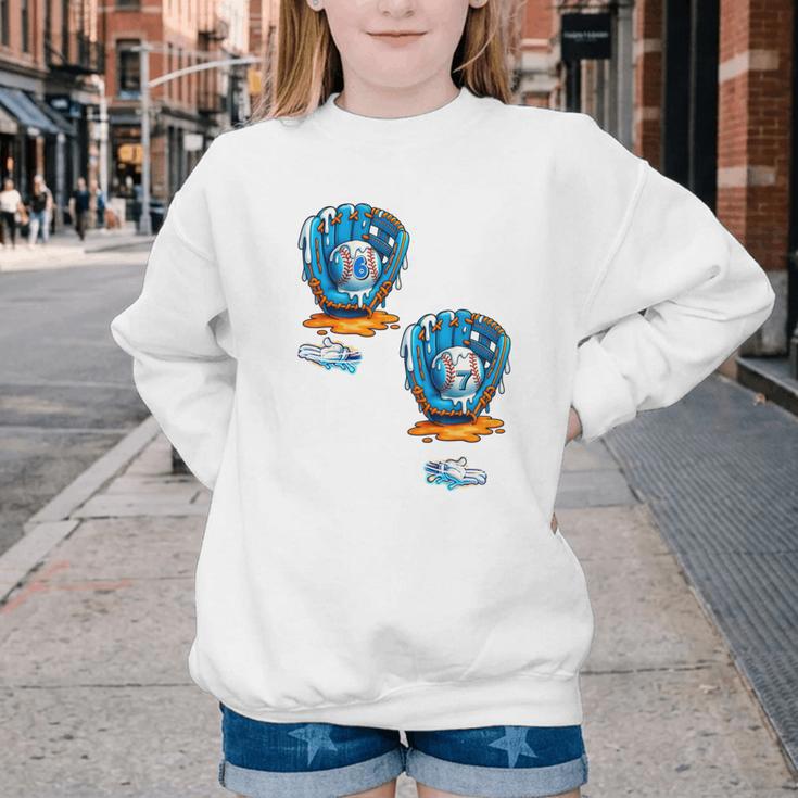 6-7 Meme Baseball Drip Team Glove Catcher Ice Cream Youth Crewneck Sweatshirt
