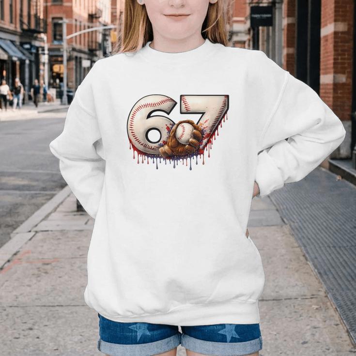6 7 Six Seven American Baseball Graphic Youth Crewneck Sweatshirt