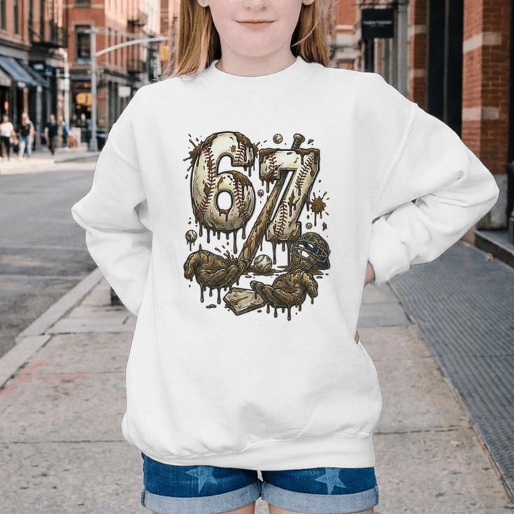 67 Baseball Six Seven Baseball 6 7 Kids Boys Girls Youth Crewneck Sweatshirt