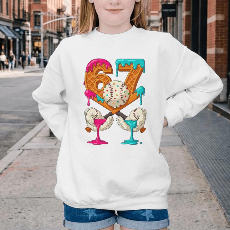 67 Ice Cream Drip Baseball Number 67 Player 67th Birthday Premium Tri-Blend Youth Crewneck Sweatshirt 67 Ice Cream Drip Baseball Number 67 Player 67th Birthday Premium Tri-Blend Youth Crewneck Sweatshirt