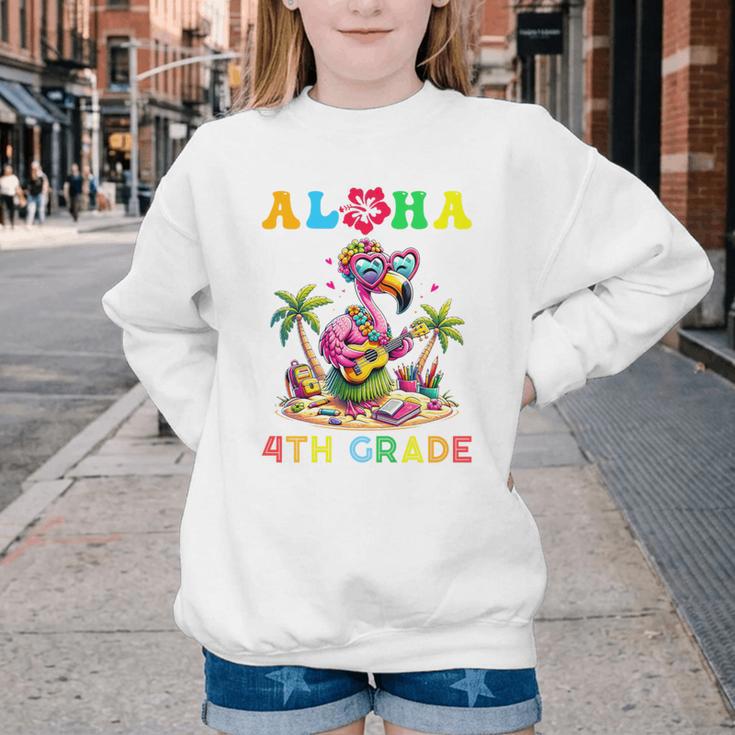 Aloha Fourth Grade Flamingo Hawaii Back To School Kids Girl Premium Tri-Blend Youth Crewneck Sweatshirt Aloha Fourth Grade Flamingo Hawaii Back To School Kids Girl Premium Tri-Blend Youth Crewneck Sweatshirt