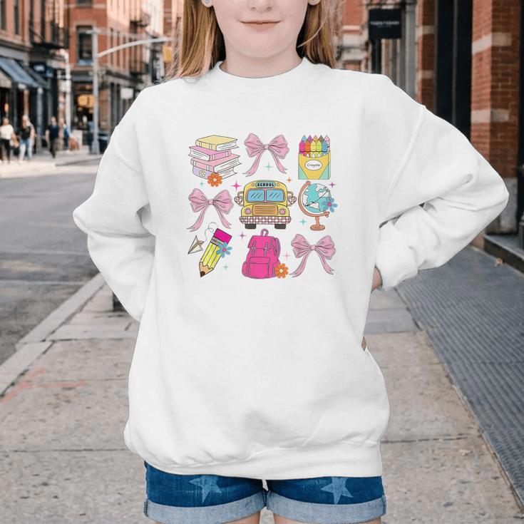 Back To School Coquette School Bus Pencil Youth Crewneck Sweatshirt