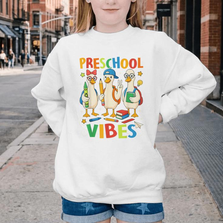 Back To School Cute Goose Preschool Vibes Girls Boys Youth Crewneck Sweatshirt Back To School Cute Goose Preschool Vibes Girls Boys Youth Crewneck Sweatshirt