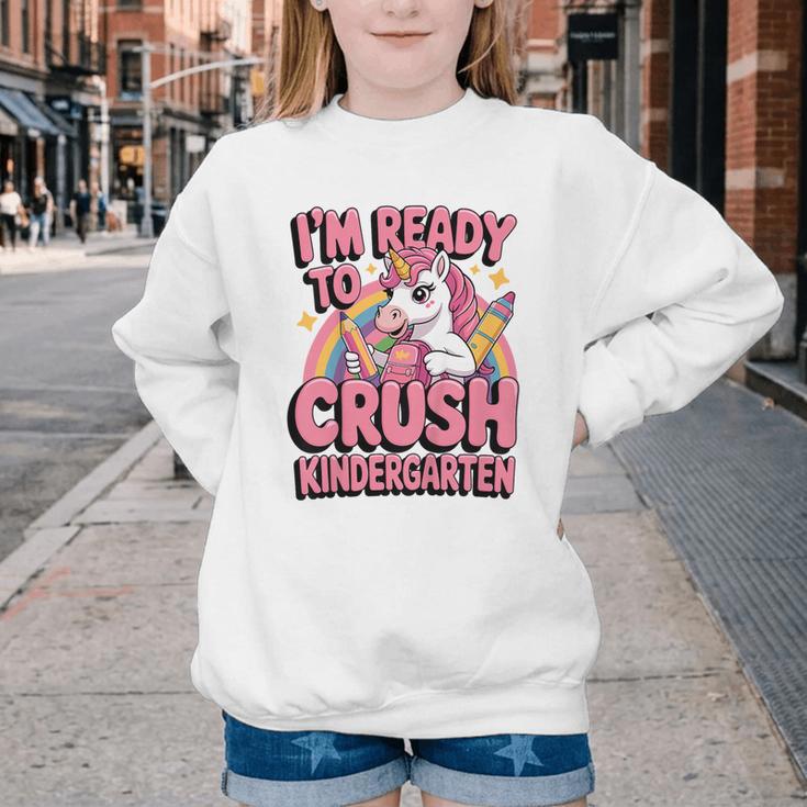 Back To School I'm Ready To Crush Kindergarten Unicorn Youth Crewneck Sweatshirt Back To School I'm Ready To Crush Kindergarten Unicorn Youth Crewneck Sweatshirt