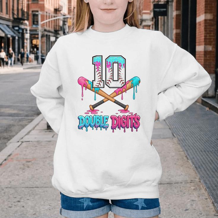 Baseball 10 Year Old Ice Cream Drip 10th Bday Double Digits Youth Crewneck Sweatshirt Baseball 10 Year Old Ice Cream Drip 10th Bday Double Digits Youth Crewneck Sweatshirt