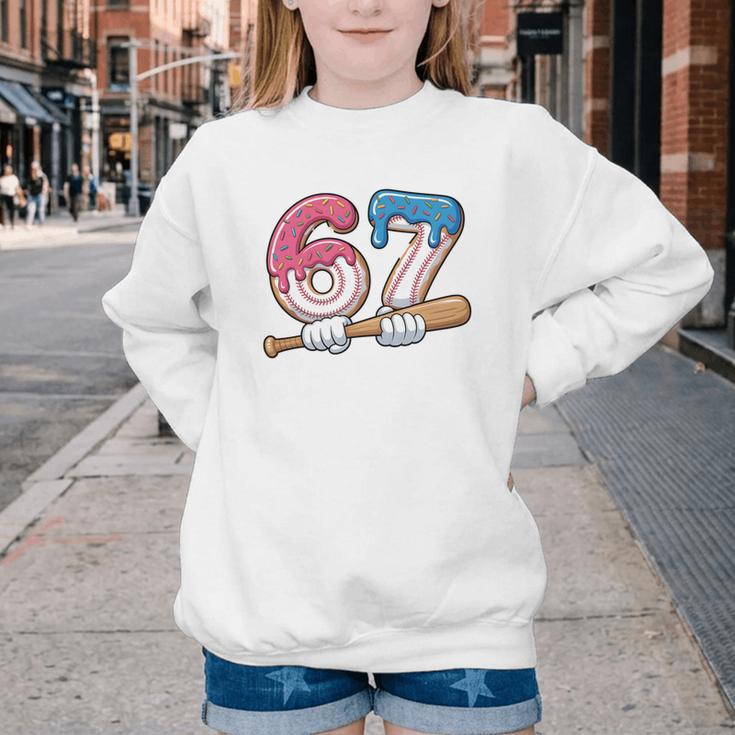 Baseball 67 Kids Ice Cream Drip Six Seven Youth Boys Youth Crewneck Sweatshirt