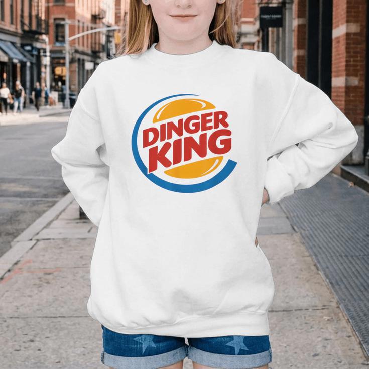 Baseball Dinger King Logo For Home Run Players And Fan Youth Crewneck Sweatshirt Baseball Dinger King Logo For Home Run Players And Fan Youth Crewneck Sweatshirt