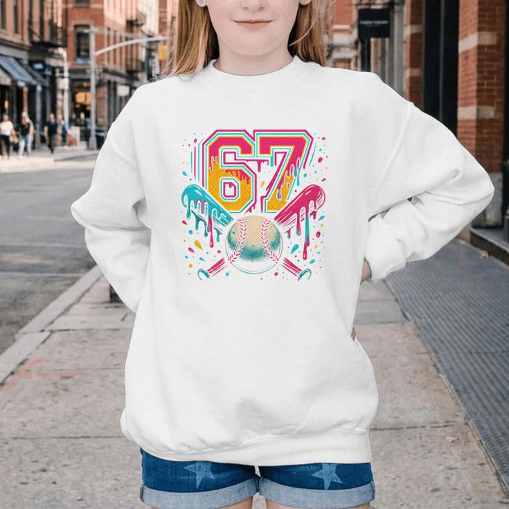 Baseball Drip 6 7 Number 67 Six Seven Meme Boys Kids Youth Crewneck Sweatshirt Baseball Drip 6 7 Number 67 Six Seven Meme Boys Kids Youth Crewneck Sweatshirt