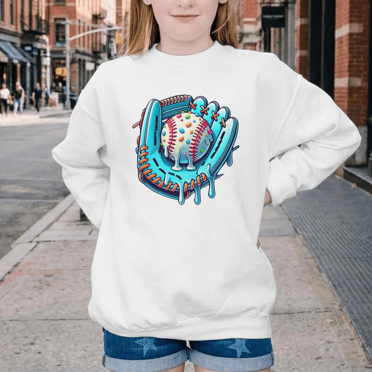 Baseball Drip Ice Cream Sprinkles Baseball Player Premium Tri-Blend Youth Crewneck Sweatshirt