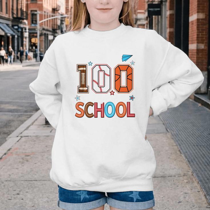 Baseball Football Basketball I Survived 100 Days Of School Youth Crewneck Sweatshirt Baseball Football Basketball I Survived 100 Days Of School Youth Crewneck Sweatshirt