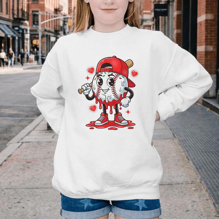 Baseball Ice Cream Valentine Dripping Game Day Men Boys Kids Youth Crewneck Sweatshirt Baseball Ice Cream Valentine Dripping Game Day Men Boys Kids Youth Crewneck Sweatshirt