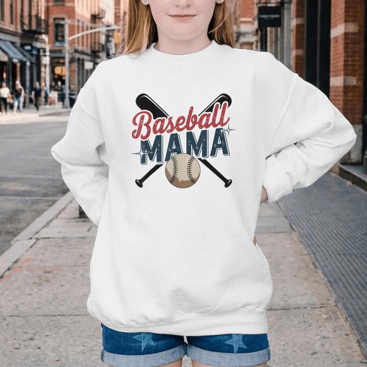 Baseball Mama Squad Proud Sports Mom Game Day Youth Crewneck Sweatshirt