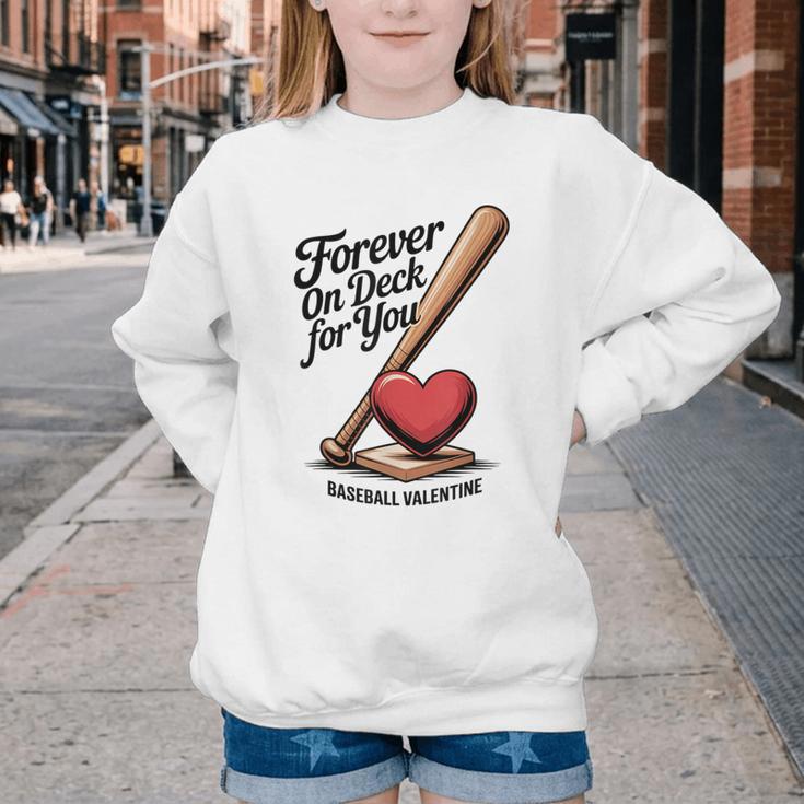 Baseball Valentine Forever On Deck For You Tee Youth Crewneck Sweatshirt