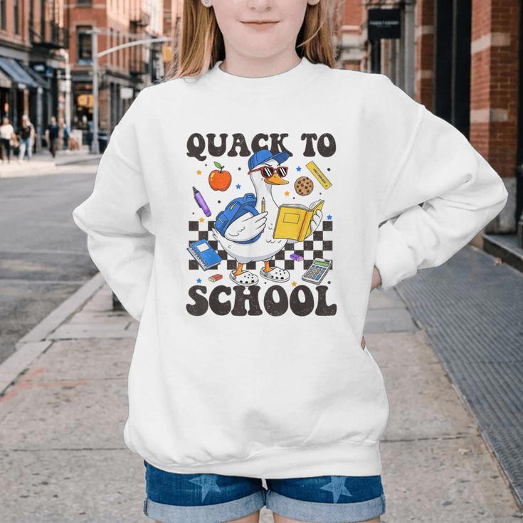 Boys Kid Back To School Goose Quackers Quack To School Youth Crewneck Sweatshirt Boys Kid Back To School Goose Quackers Quack To School Youth Crewneck Sweatshirt