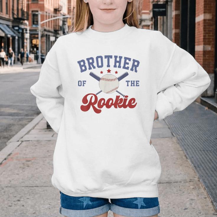 Brother Of Rookie 1st Birthday Baseball Boy Family Matching Youth Crewneck Sweatshirt Brother Of Rookie 1st Birthday Baseball Boy Family Matching Youth Crewneck Sweatshirt