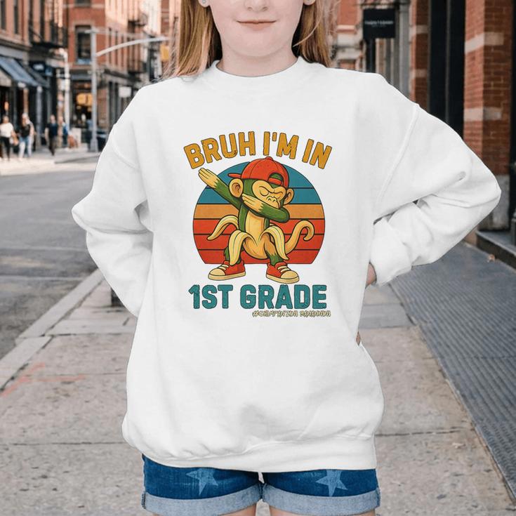 Bruh I’m In 1st Grade Italian Brainrot Meme Back To School Premium Tri-Blend Youth Crewneck Sweatshirt