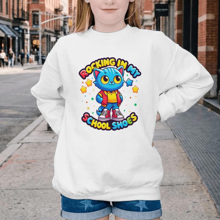 Cat Rocking In My School Shoes Fun Back To School Kids Boys Performance Youth Crewneck Sweatshirt Cat Rocking In My School Shoes Fun Back To School Kids Boys Performance Youth Crewneck Sweatshirt