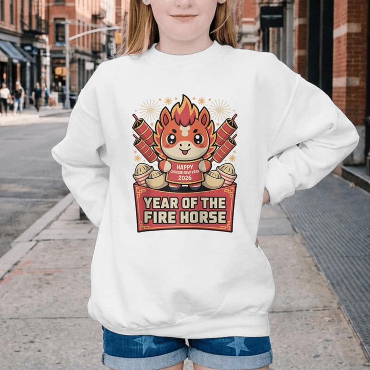 Chinese New Year 2026 Fire Horse Celebration Raglan Baseball Tee Youth Crewneck Sweatshirt