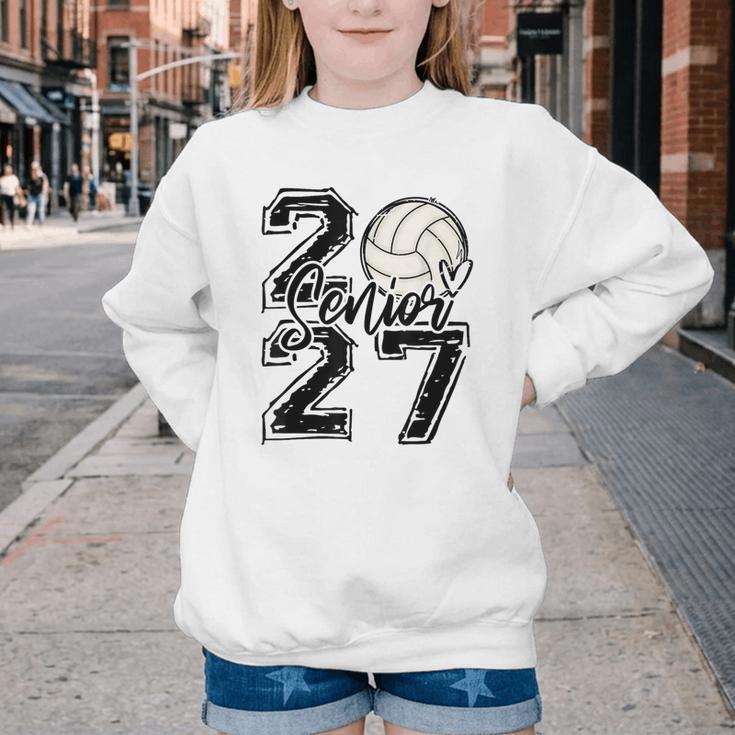 Class Of 2027 Volleyball Senior 2027 Back To School Youth Crewneck Sweatshirt