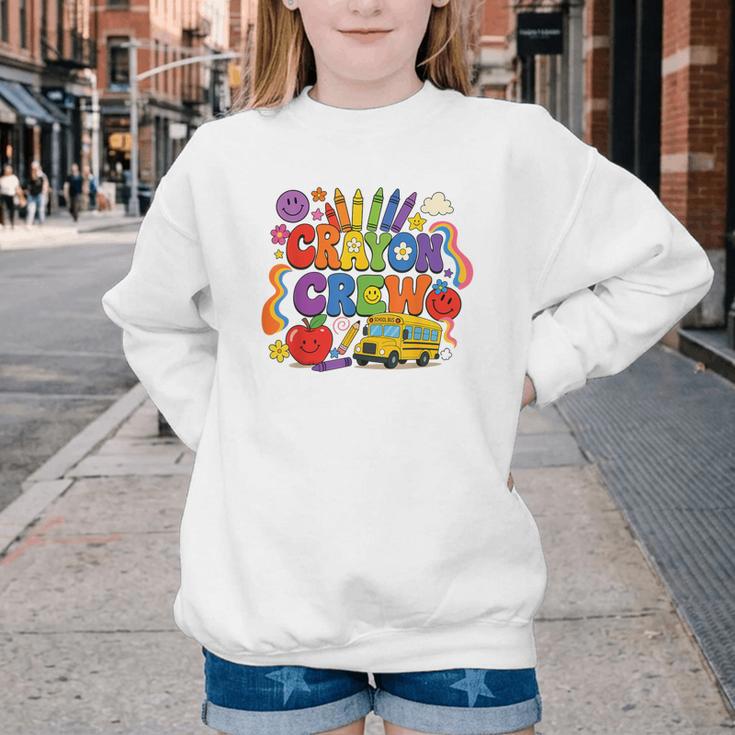 Crayon Crew Cute Back To School Vibes Student Youth Crewneck Sweatshirt Crayon Crew Cute Back To School Vibes Student Youth Crewneck Sweatshirt