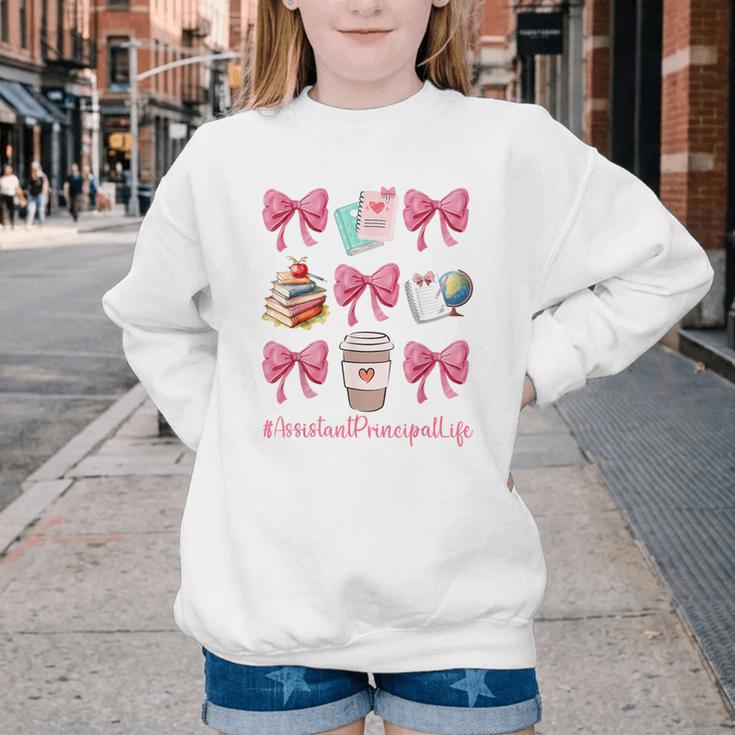Cute Coquette Bows Assistant Principal Life Back To School Youth Crewneck Sweatshirt Cute Coquette Bows Assistant Principal Life Back To School Youth Crewneck Sweatshirt