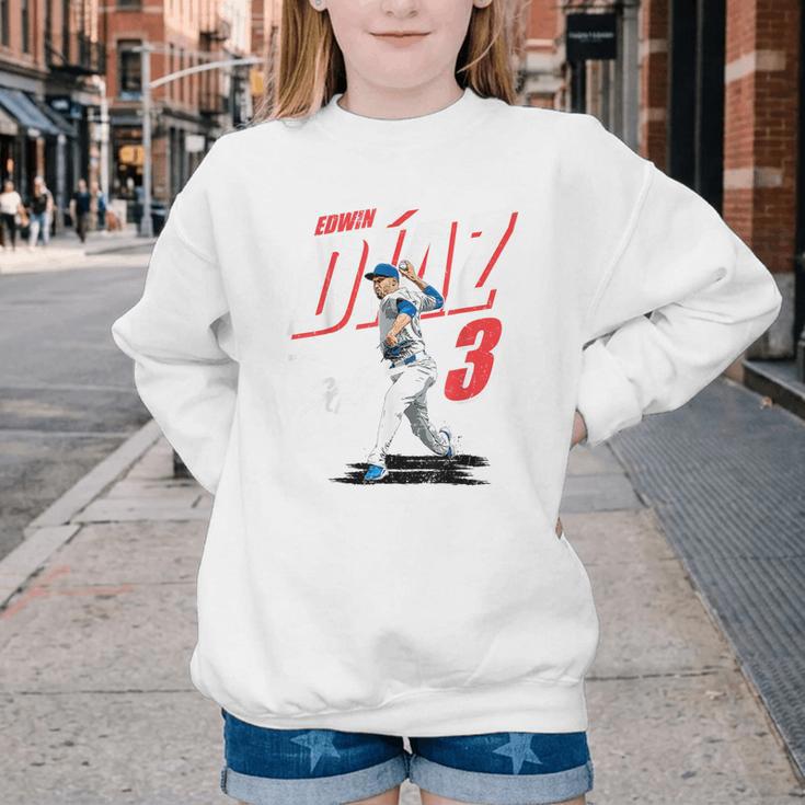 Edwin Diaz Los Angeles D Baseball Players MLBEDD204M Youth Crewneck Sweatshirt