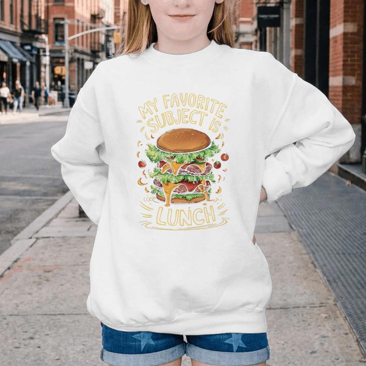 My Favorite Subject Is Lunch Hamburger Back To School Premium Tri-Blend Youth Crewneck Sweatshirt My Favorite Subject Is Lunch Hamburger Back To School Premium Tri-Blend Youth Crewneck Sweatshirt