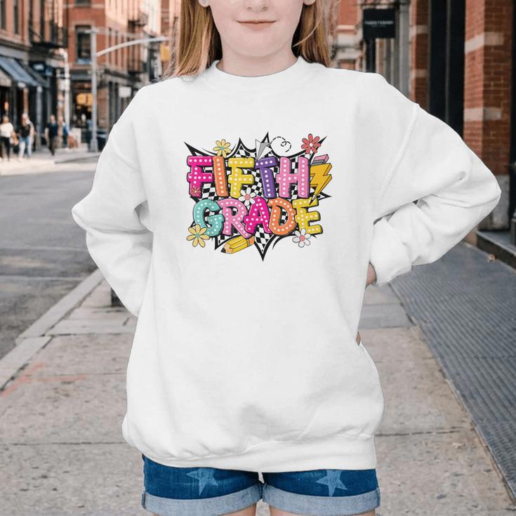 First Day Of School Fifth Grade Back To School Kids Youth Crewneck Sweatshirt First Day Of School Fifth Grade Back To School Kids Youth Crewneck Sweatshirt