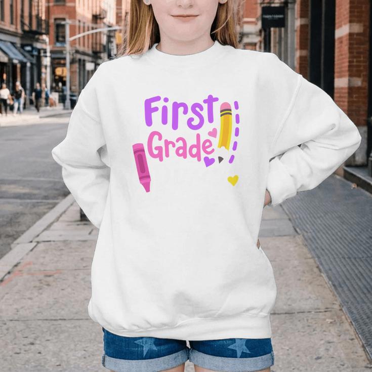 First Grade Diva Welcome Back To School 1st Grade Kids Performance Youth Crewneck Sweatshirt First Grade Diva Welcome Back To School 1st Grade Kids Performance Youth Crewneck Sweatshirt