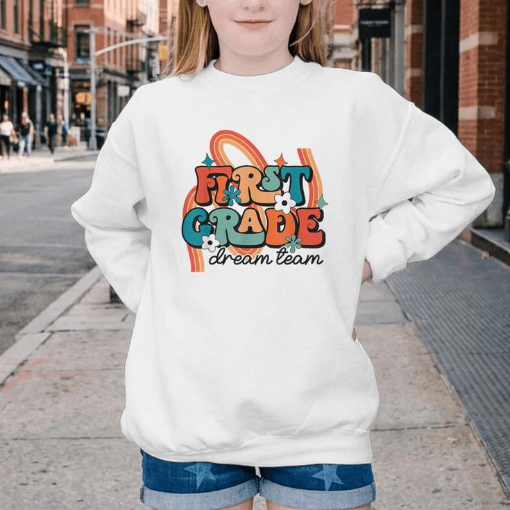 First Grade Dream Team First Day Of 1st Grade Back To School Youth Crewneck Sweatshirt